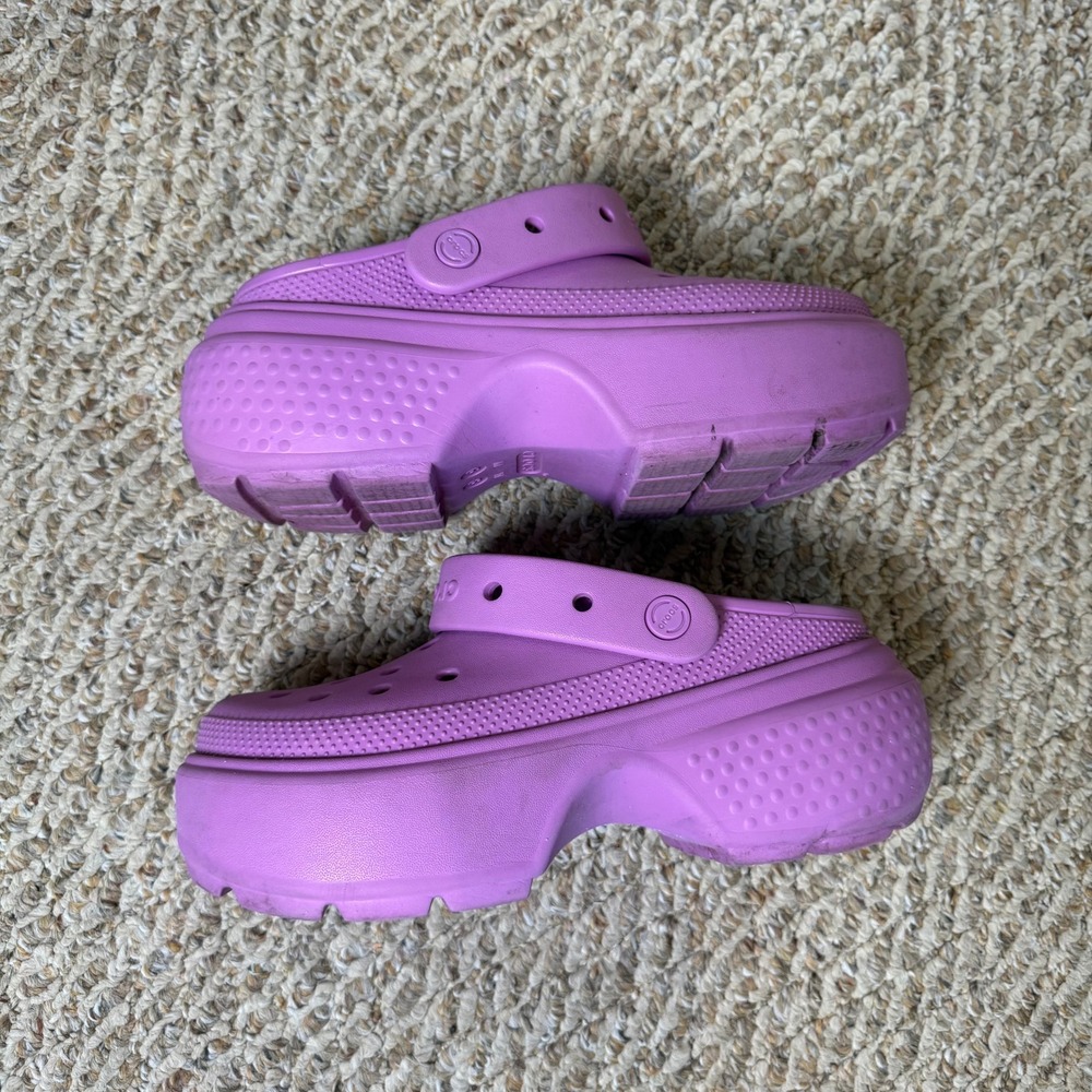 Crocs Bubble Stomp Clog Purple Platform Sandals Slip On Women's Size 8/ Men's 6 - Picture 2 of 6